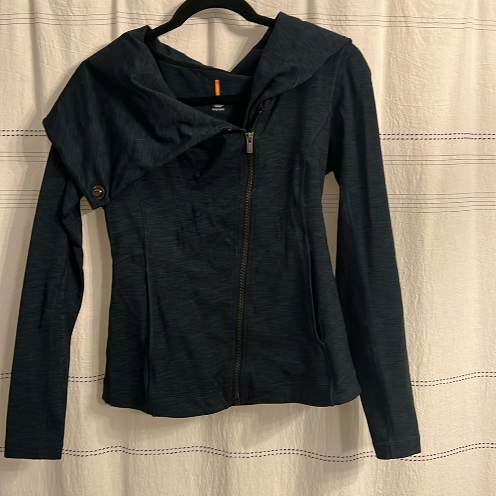 Lucy blue heather cowl neck zip up sz small